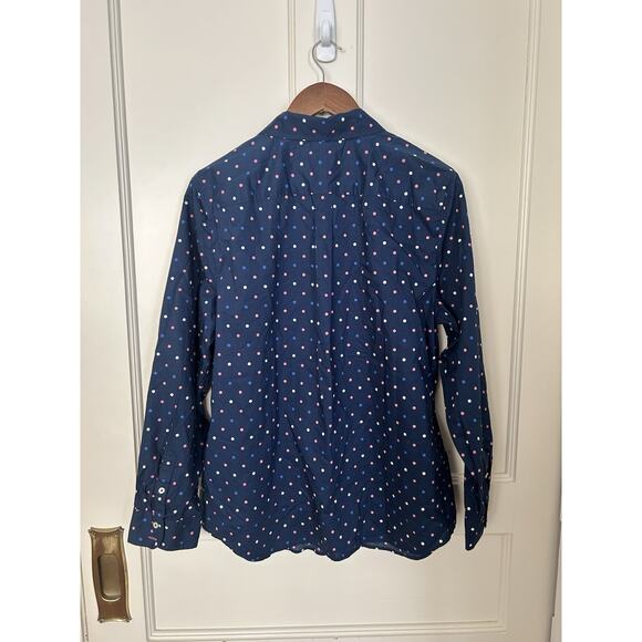 Talbots Polka Dot Collared Button Blouse Womens Size XL Blue Classic Preppy NWT - Picture 2 of 7